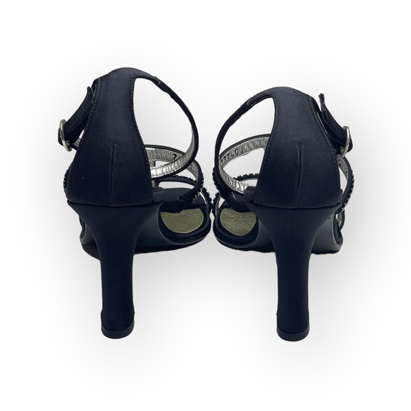new Kenneth Cole ✰ Evening Star Rhinestone Embellished Sandal ✰ Black Satin ✰ 8M - Picture 4 of 16
